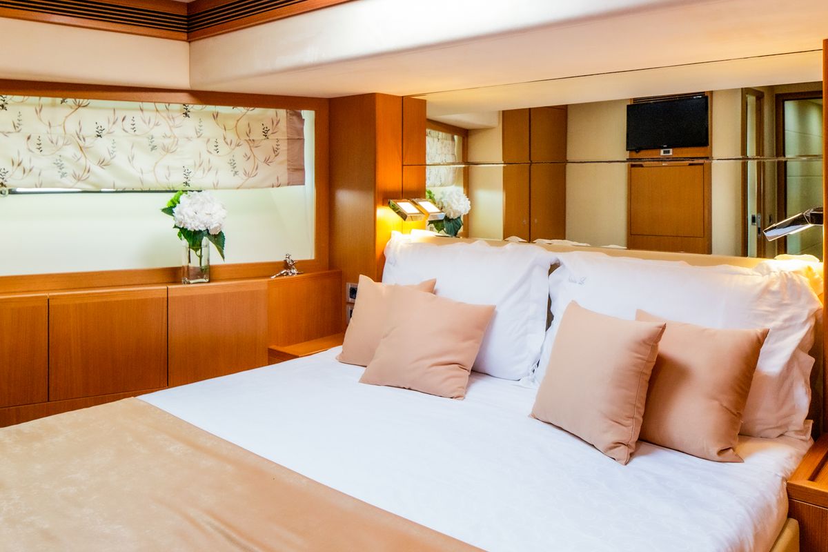 Cabin on Orlando L, a Ferretti 780 yacht at Split, Croatia