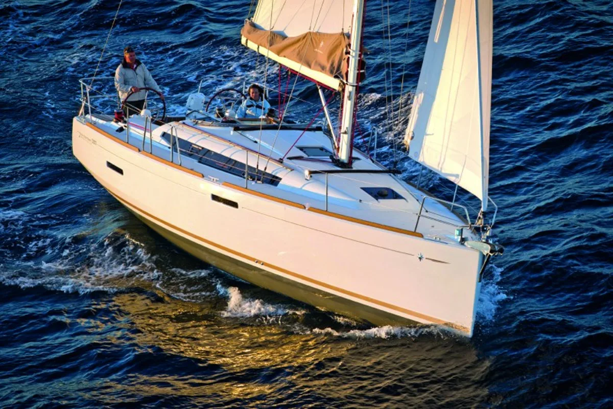 Exterior view of Max, a Jeanneau Sun Odyssey 389 sailboat at Flensburg, Germany
