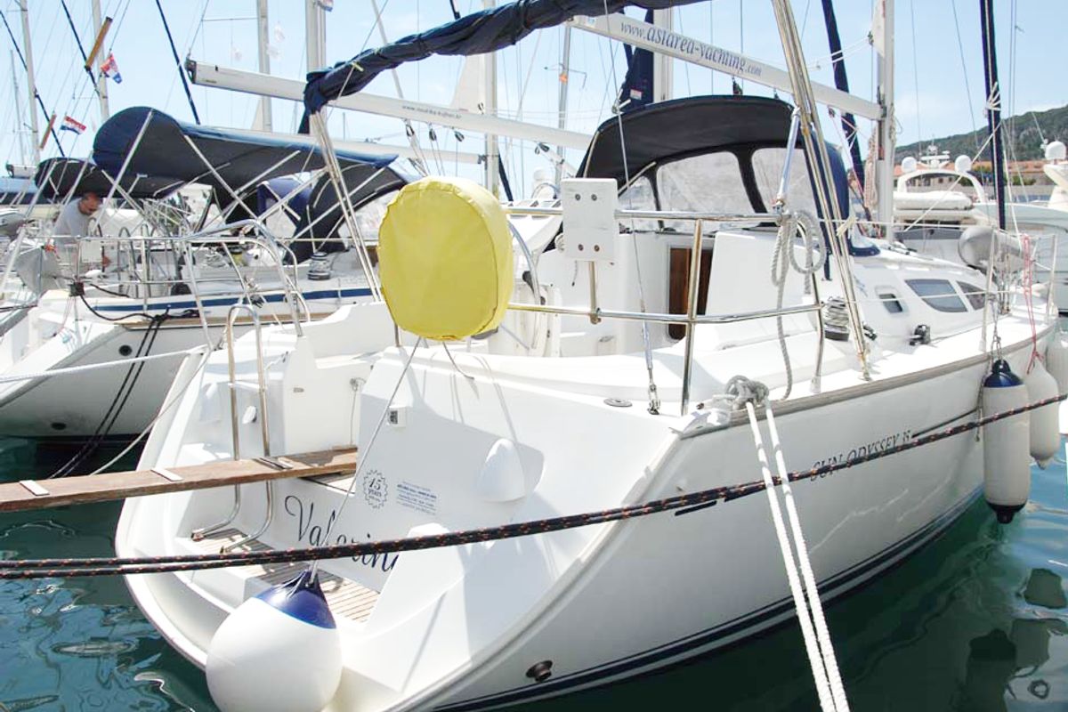 Exterior view of Valerina, a Jeanneau Sun Odyssey 35 sailboat at Split, Croatia