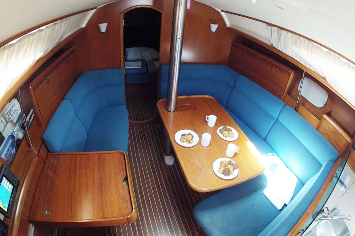 Salon of Valerina, a Jeanneau Sun Odyssey 35 sailboat at Split, Croatia