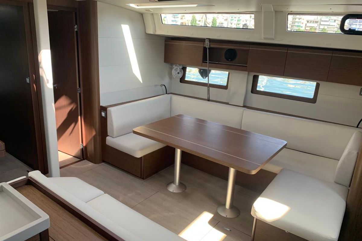 Salon of O L G A, a Beneteau Oceanis 51.1 sailboat at Athens, Greece