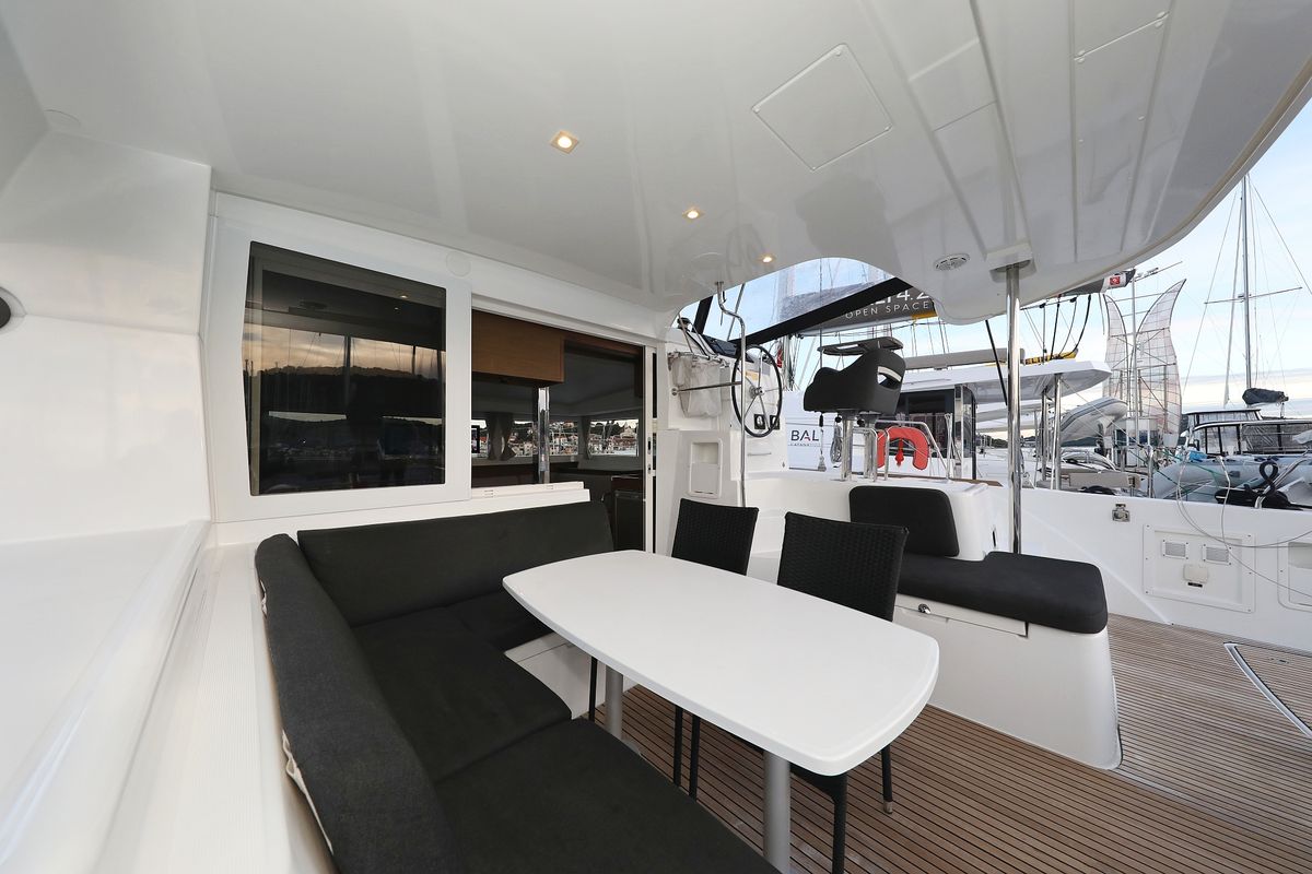 Cockpit of Venus, a Lagoon 40 catamaran at Grad Biograd na Moru, Croatia