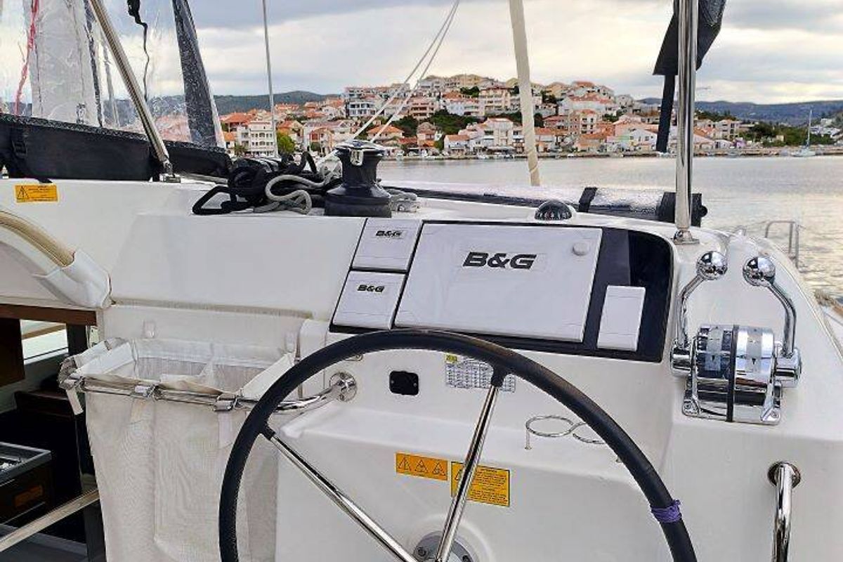 Deck of Venus, a Lagoon 40 catamaran at Grad Biograd na Moru, Croatia