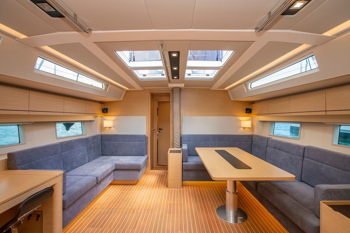 Salon of Playa, a Hanse Yachts Hanse 548 sailboat at Fethiye, Turkey