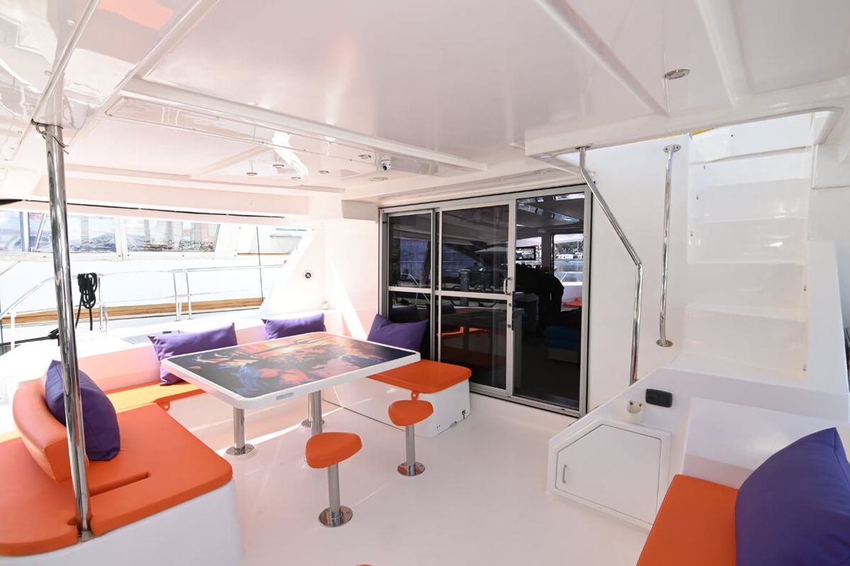 Deck of Paradise Sea, a Leopard 51 PC catamaran at Municipal Unit of Ellomenos, Greece