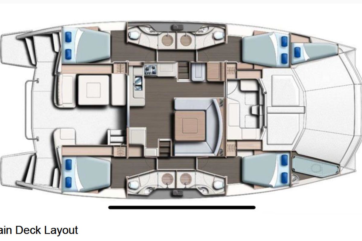 Salon of Paradise Sea, a Leopard 51 PC catamaran at Municipal Unit of Ellomenos, Greece