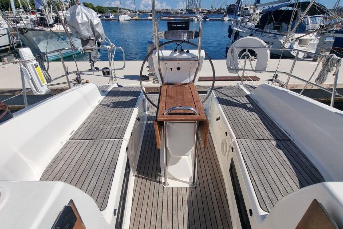 Cockpit of Eleven, a Bavaria 36 Cruiser sailboat at Izola / Isola, Slovenia