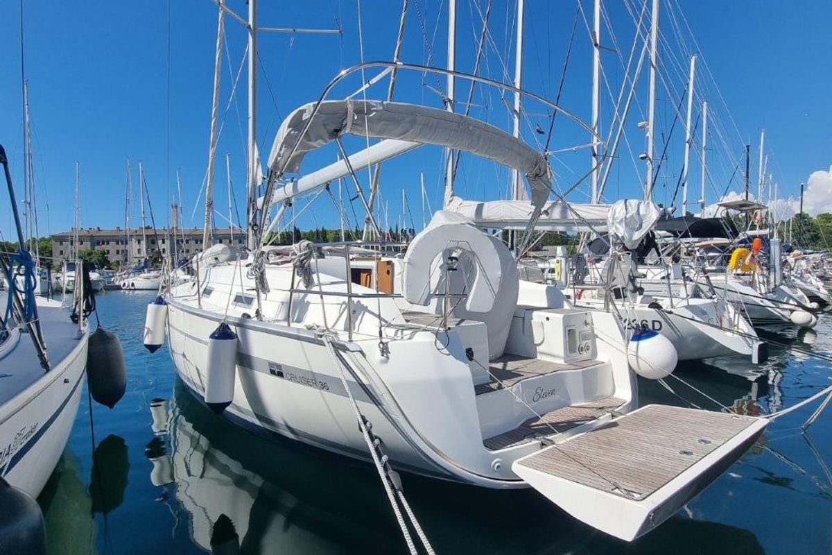 Exterior view of Eleven, a Bavaria 36 Cruiser sailboat at Izola / Isola, Slovenia