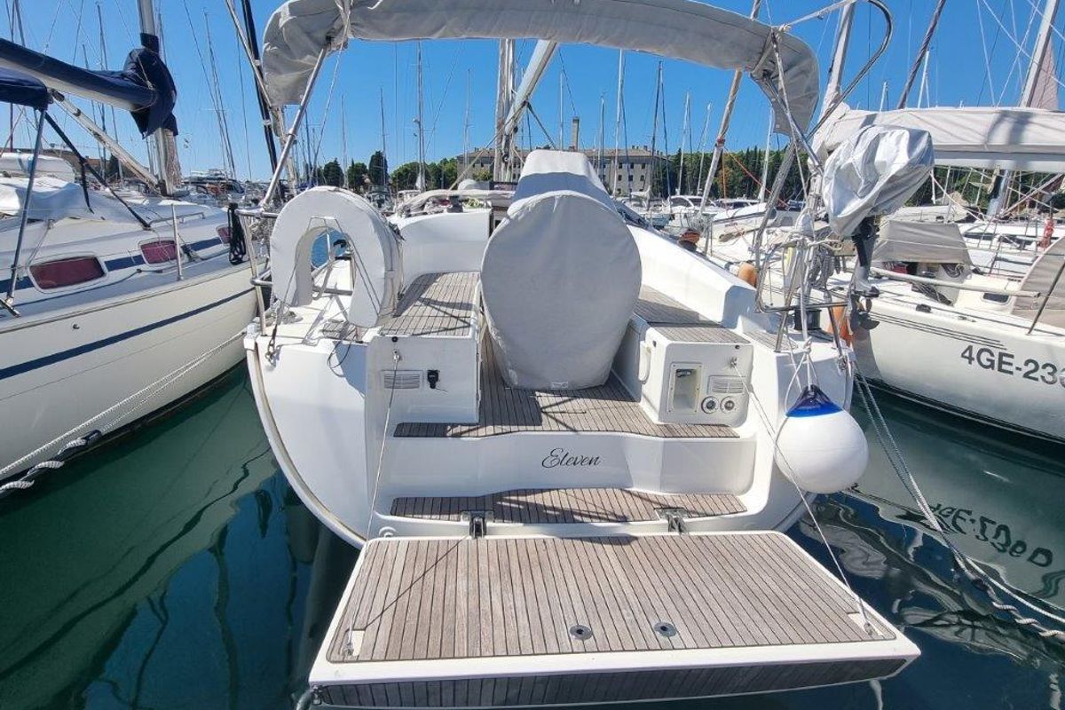 Exterior view of Eleven, a Bavaria 36 Cruiser sailboat at Izola / Isola, Slovenia