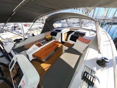 Deck of Whatever, a Hanse Yachts Hanse 458 sailboat at Grad Kaštela, Croatia