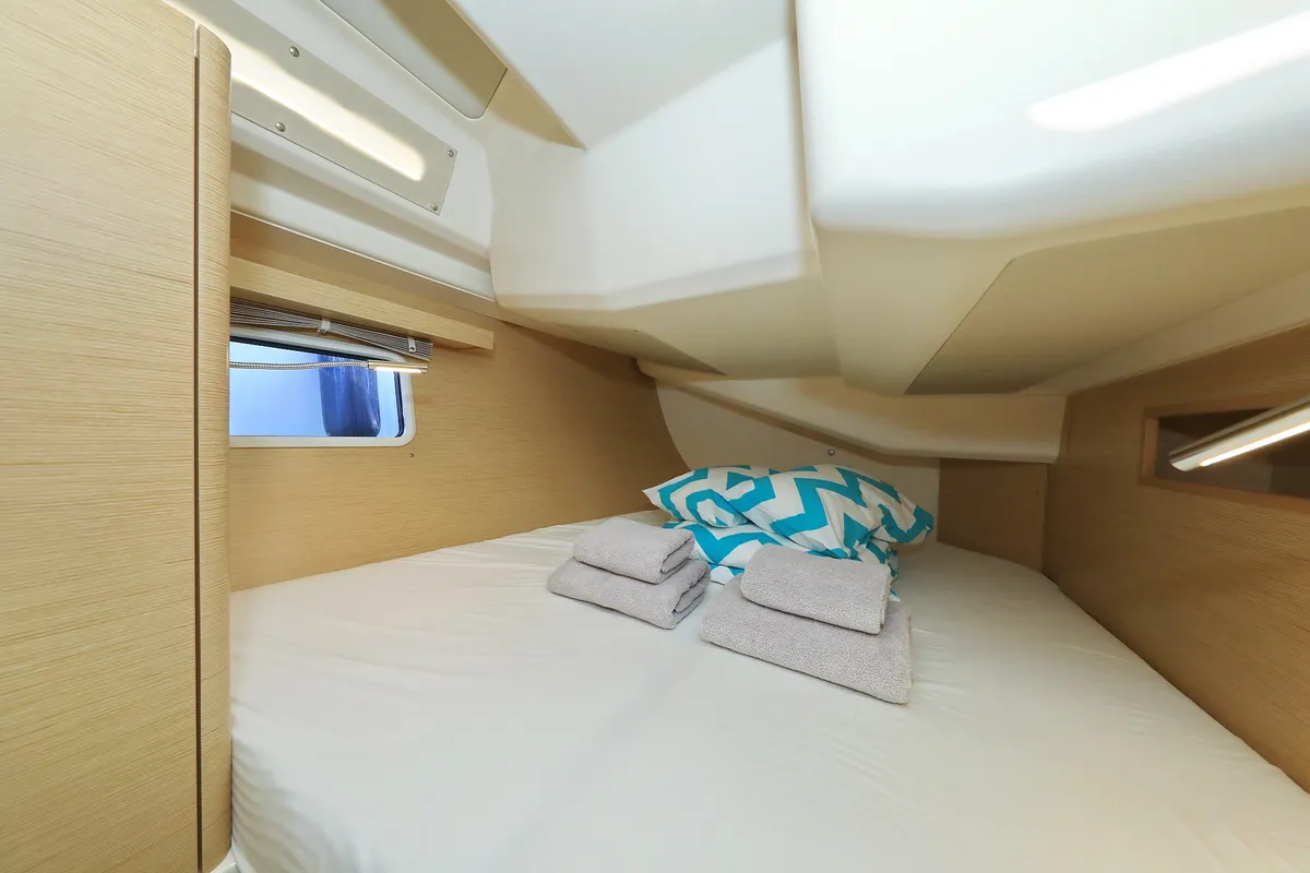 Cabin on Whatever, a Hanse Yachts Hanse 458 sailboat at Grad Kaštela, Croatia