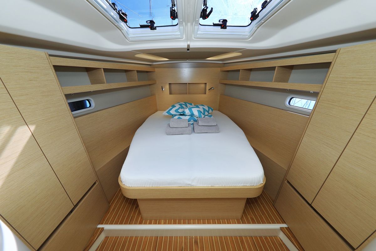 Cabin on Whatever, a Hanse Yachts Hanse 458 sailboat at Grad Kaštela, Croatia