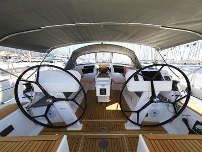 Cockpit of Whatever, a Hanse Yachts Hanse 458 sailboat at Grad Kaštela, Croatia