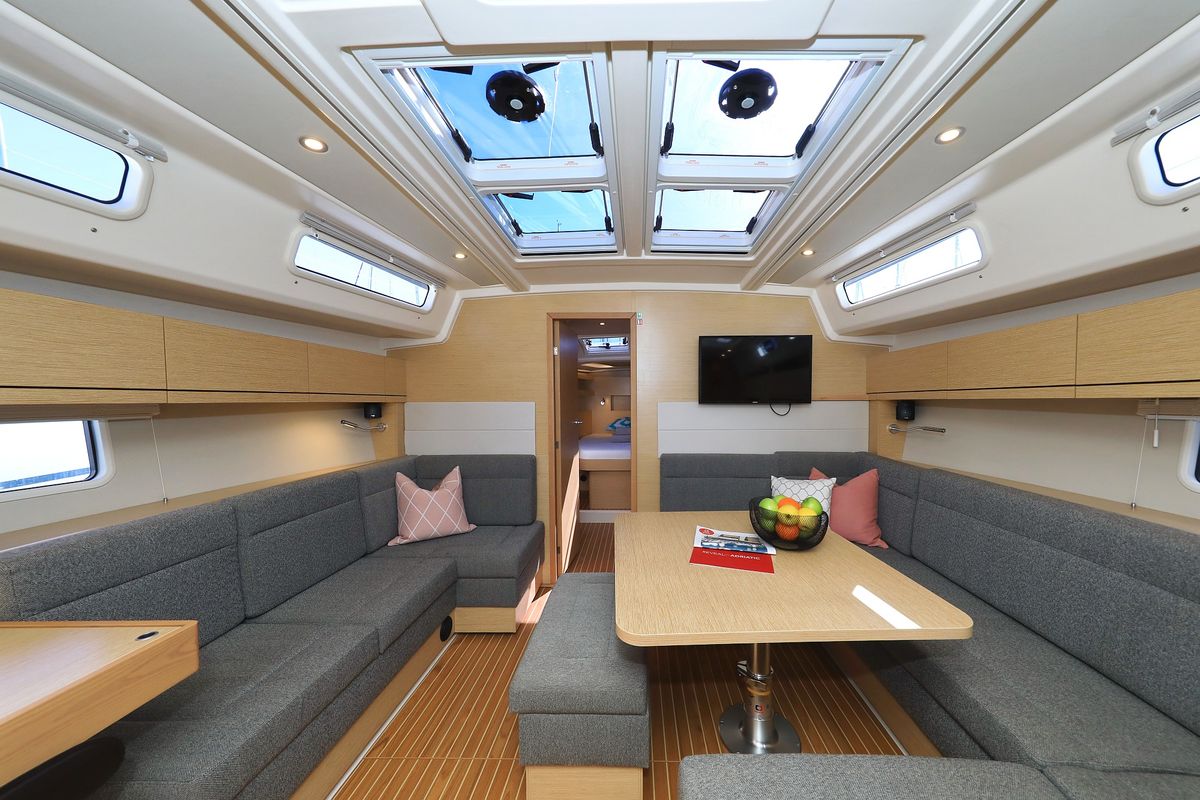 Salon of Whatever, a Hanse Yachts Hanse 458 sailboat at Grad Kaštela, Croatia