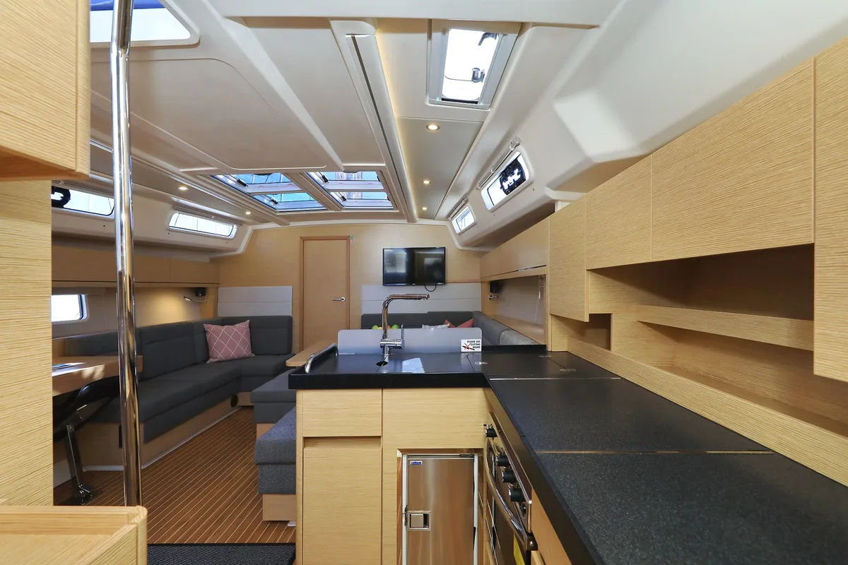 Galley of Whatever, a Hanse Yachts Hanse 458 sailboat at Grad Kaštela, Croatia
