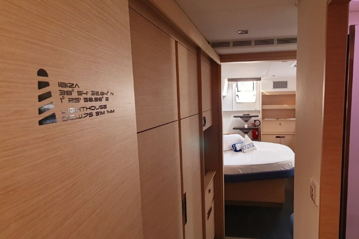 Cabin on Princess, a Fountaine Pajot Aura 51 catamaran at Seget Donji, Croatia