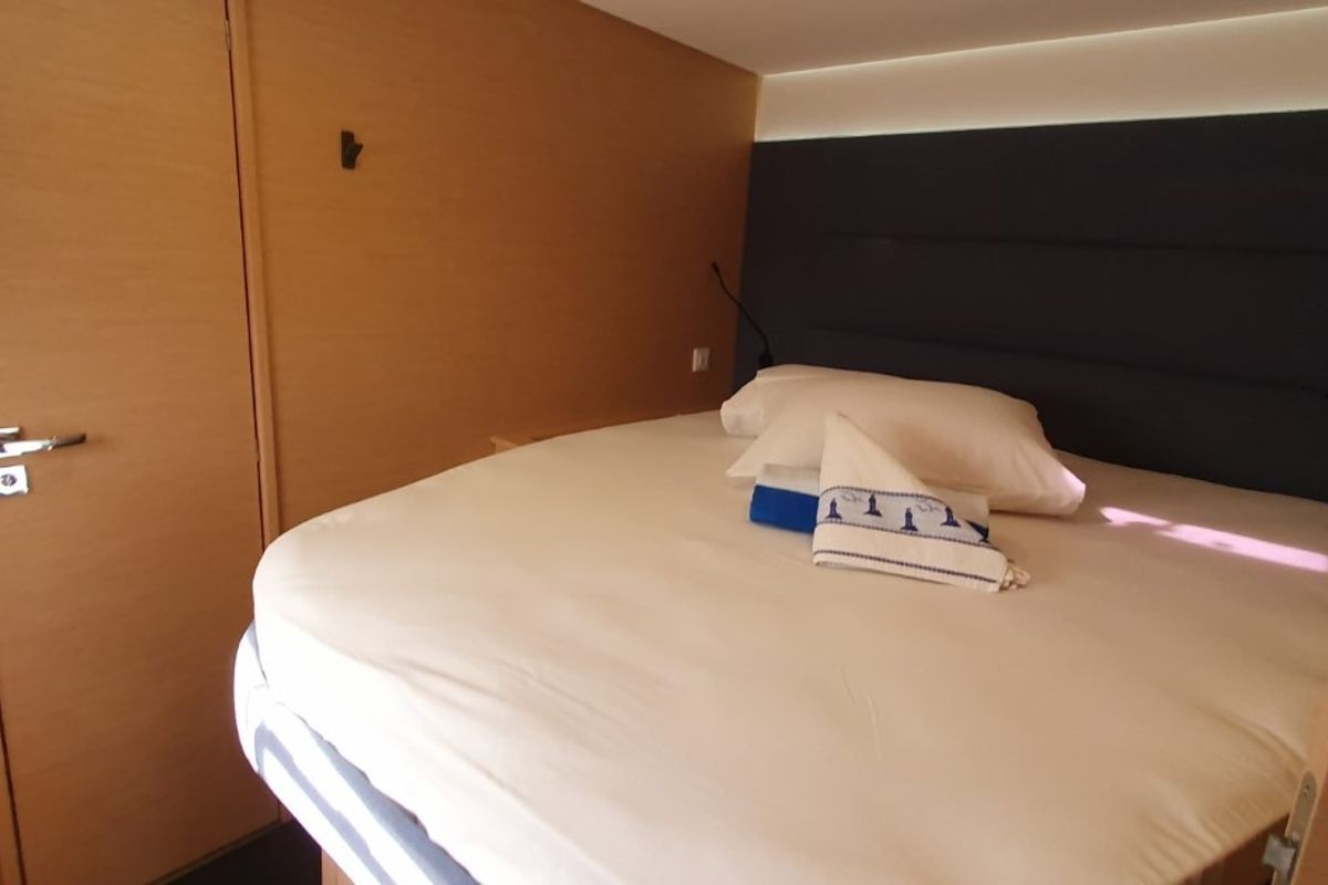 Cabin on Princess, a Fountaine Pajot Aura 51 catamaran at Seget Donji, Croatia