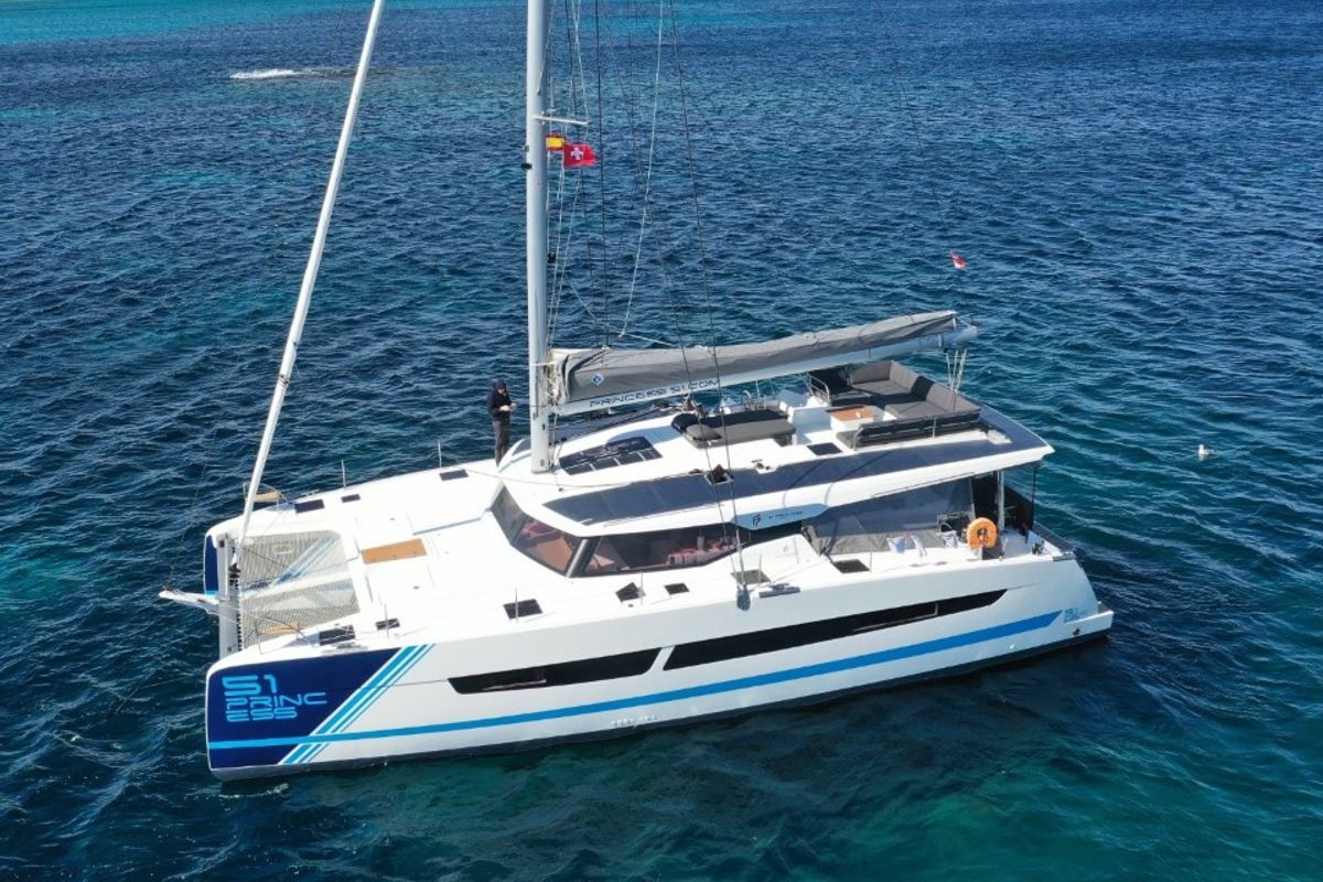 Exterior view of Princess, a Fountaine Pajot Aura 51 catamaran at Seget Donji, Croatia