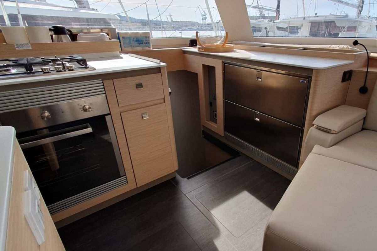 Galley of Princess, a Fountaine Pajot Aura 51 catamaran at Seget Donji, Croatia