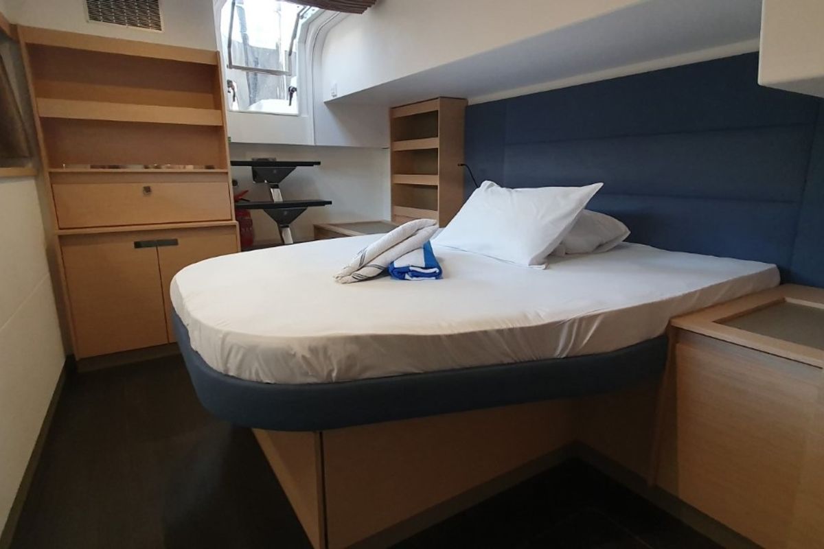 Cabin on Princess, a Fountaine Pajot Aura 51 catamaran at Seget Donji, Croatia