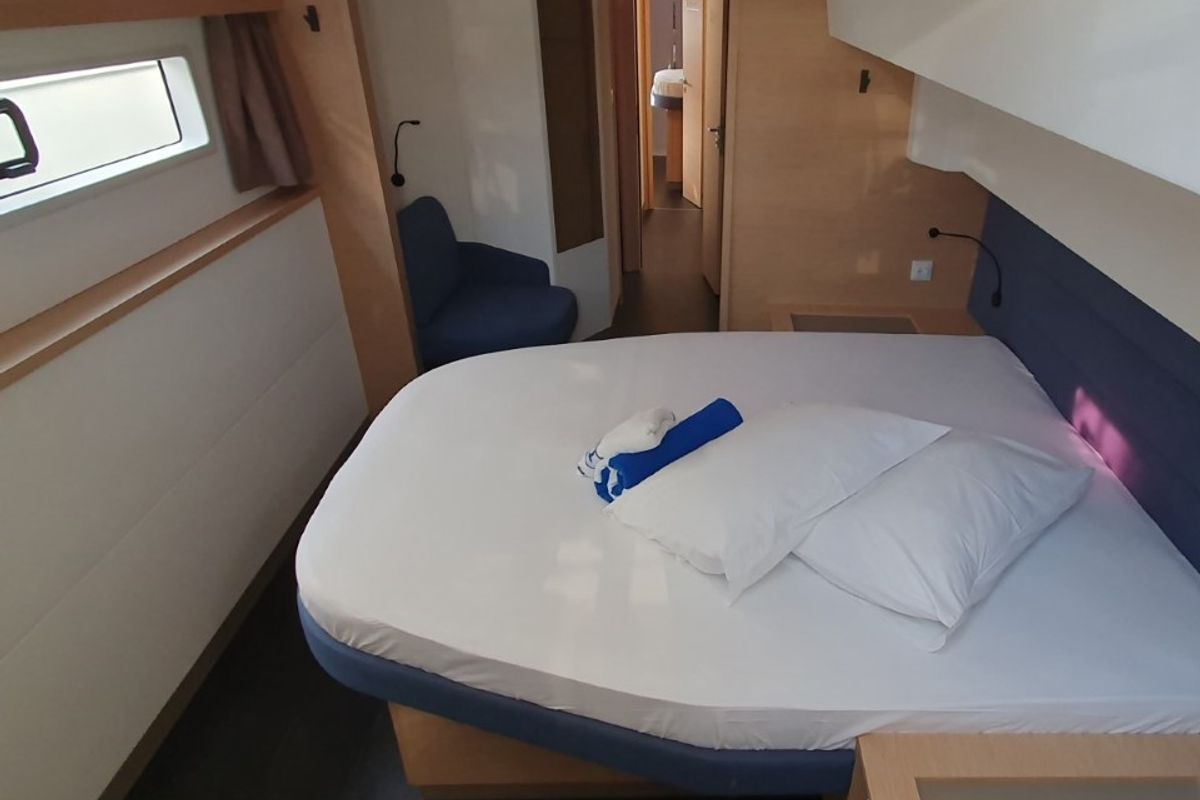 Cabin on Princess, a Fountaine Pajot Aura 51 catamaran at Seget Donji, Croatia
