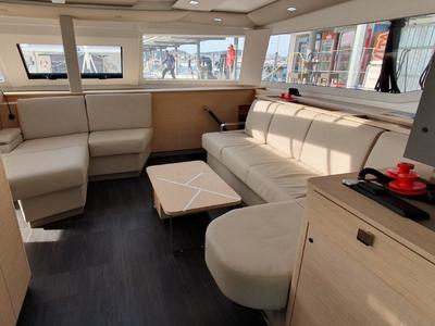 Salon of Princess, a Fountaine Pajot Aura 51 catamaran at Seget Donji, Croatia