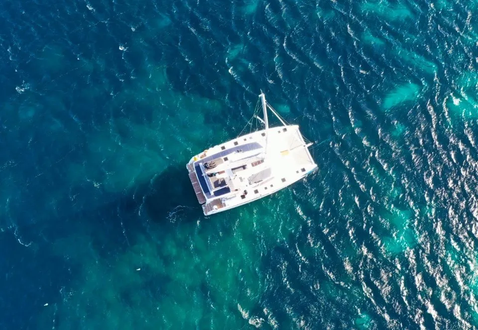 Exterior view of Princess, a Fountaine Pajot Aura 51 catamaran at Seget Donji, Croatia