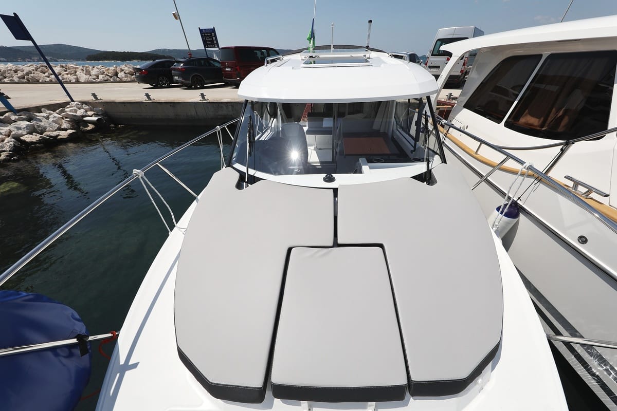 Deck of Frida, a Jeanneau Merry Fisher 795 motorboat at Grad Biograd na Moru, Croatia