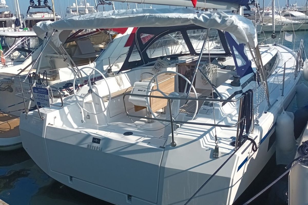 Cockpit of NEW Gioia, a Bavaria C42 sailboat at Vibo Valentia, Italy