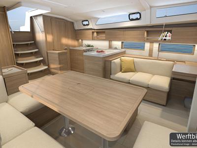Salon of Fox One, a Beneteau Oceanis 47 sailboat at Općina Rogoznica, Croatia