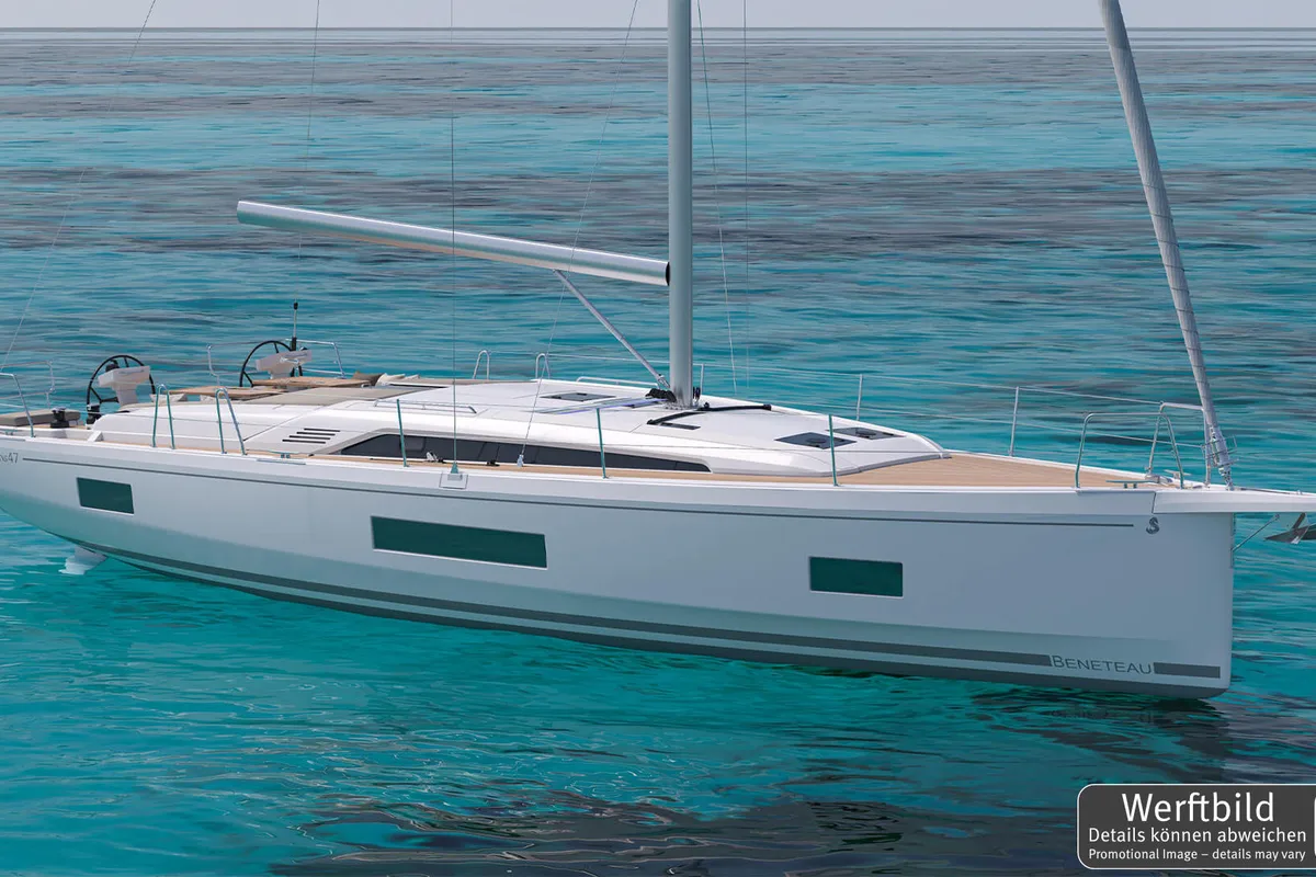 Exterior view of Fox One, a Beneteau Oceanis 47 sailboat at Općina Rogoznica, Croatia