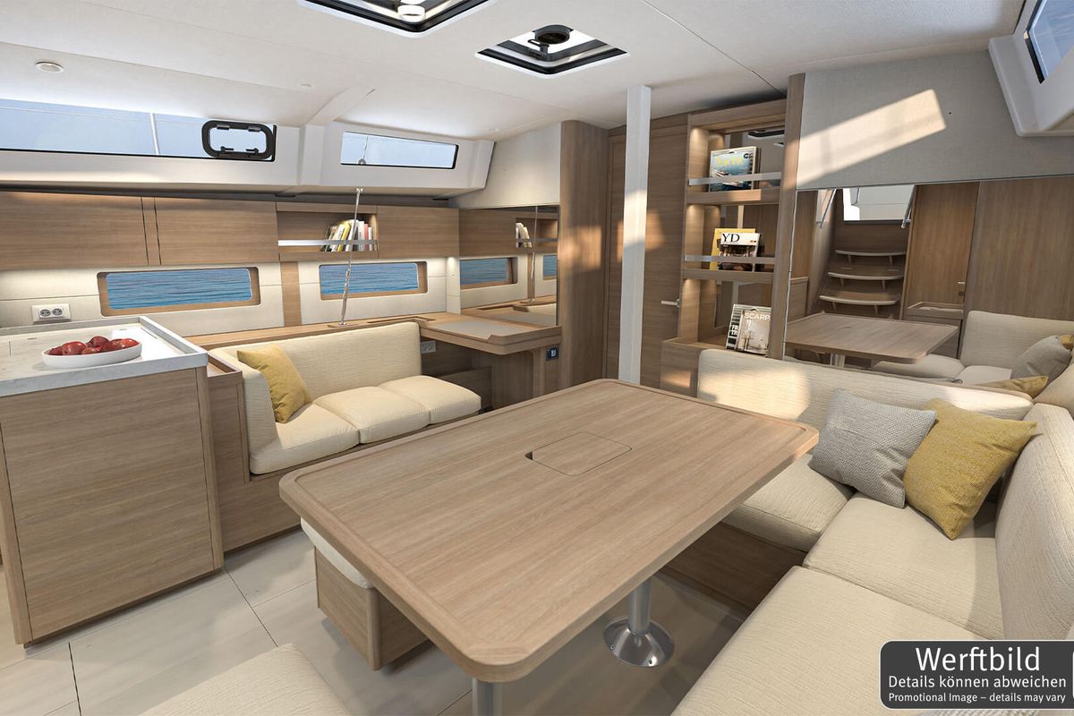 Salon of Fox One, a Beneteau Oceanis 47 sailboat at Općina Rogoznica, Croatia