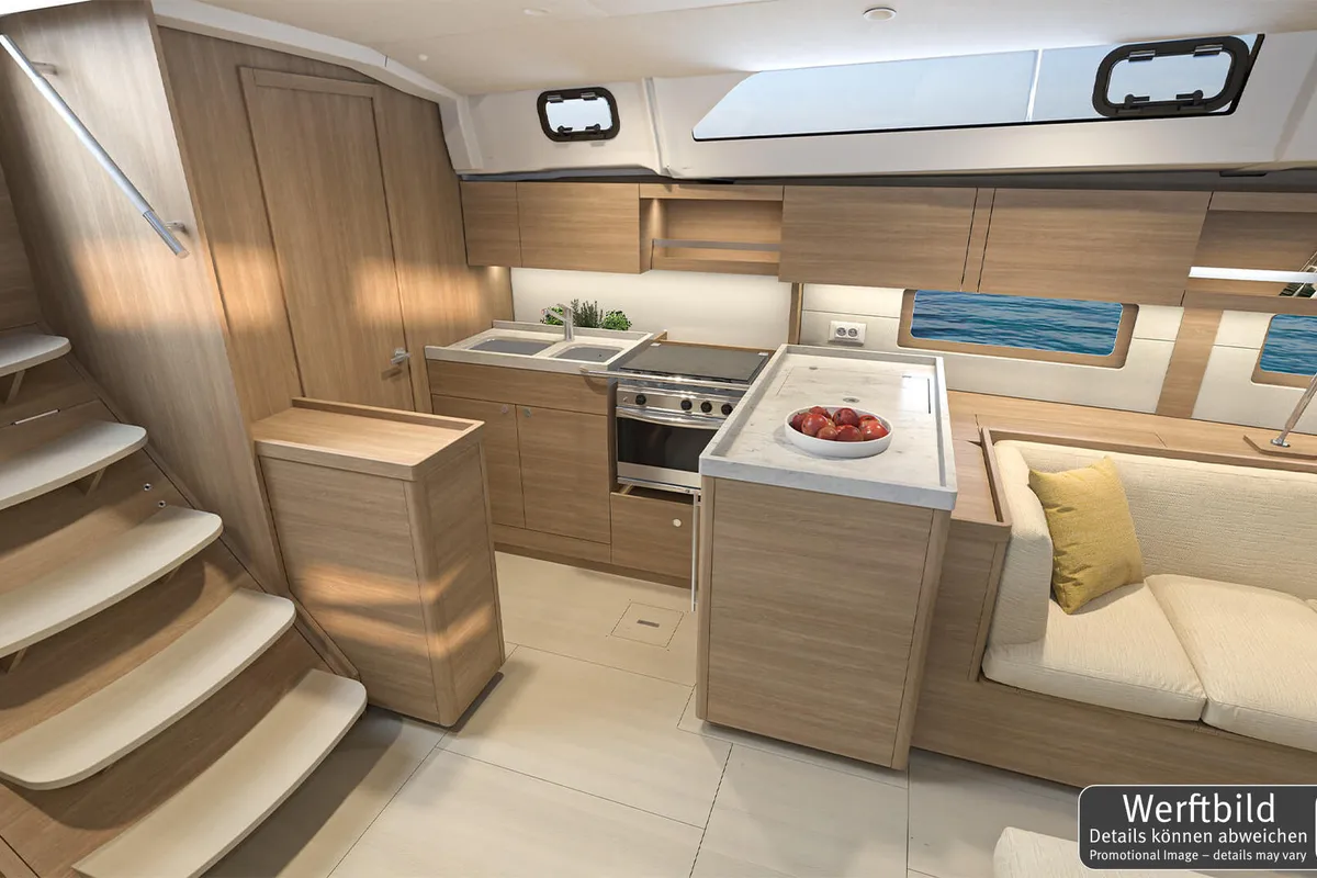 Galley of Fox One, a Beneteau Oceanis 47 sailboat at Općina Rogoznica, Croatia