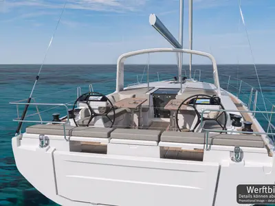 Cockpit of Fox One, a Beneteau Oceanis 47 sailboat at Općina Rogoznica, Croatia