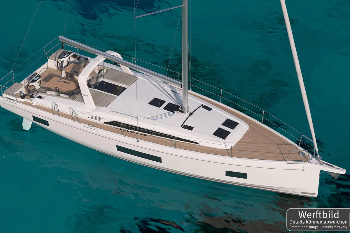Exterior view of Fox One, a Beneteau Oceanis 47 sailboat at Općina Rogoznica, Croatia