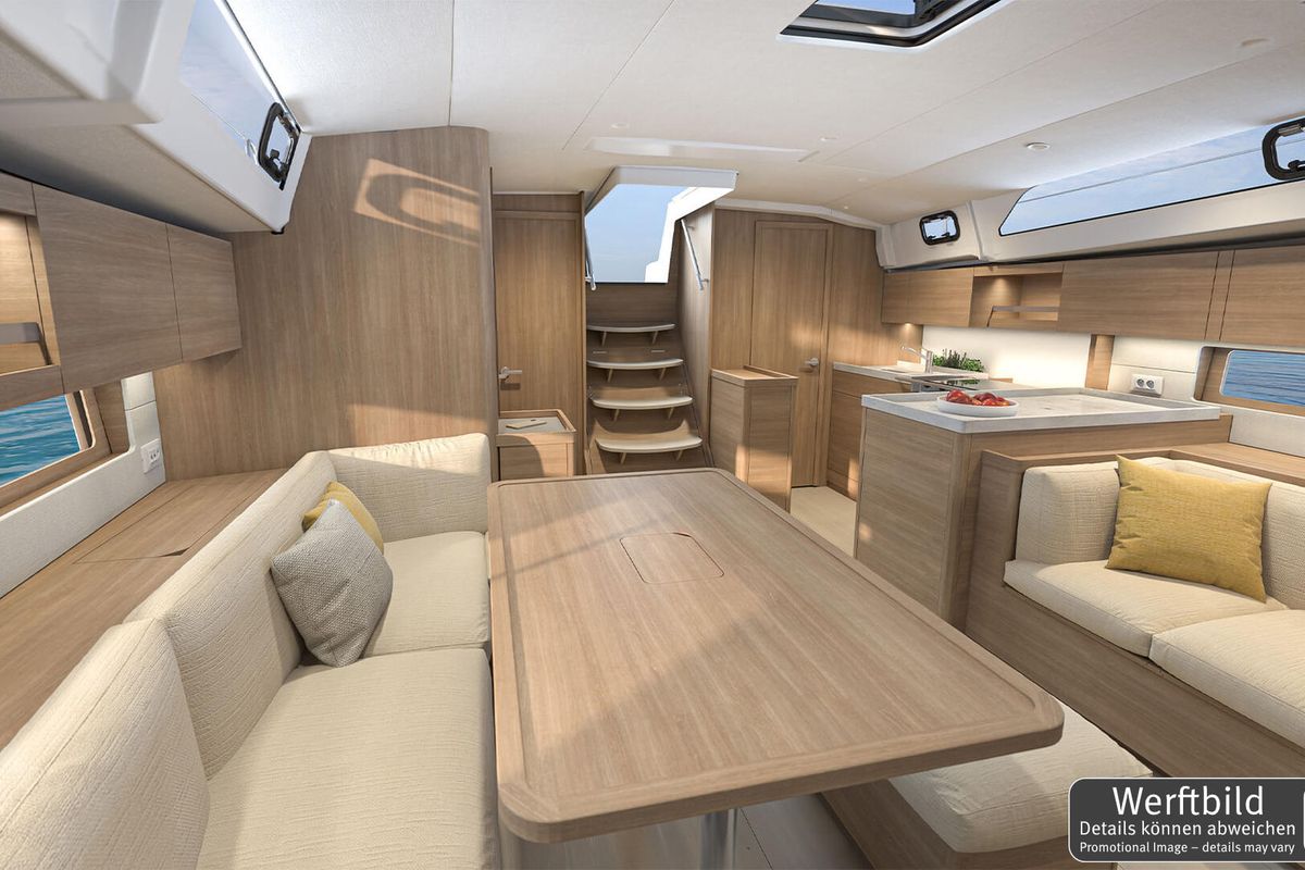 Salon of Fox One, a Beneteau Oceanis 47 sailboat at Općina Rogoznica, Croatia