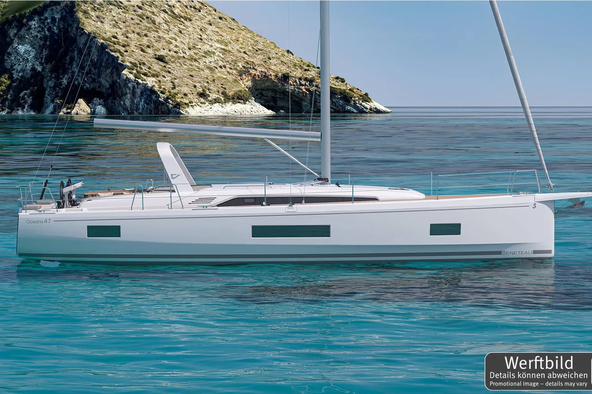 Exterior view of Fox One, a Beneteau Oceanis 47 sailboat at Općina Rogoznica, Croatia