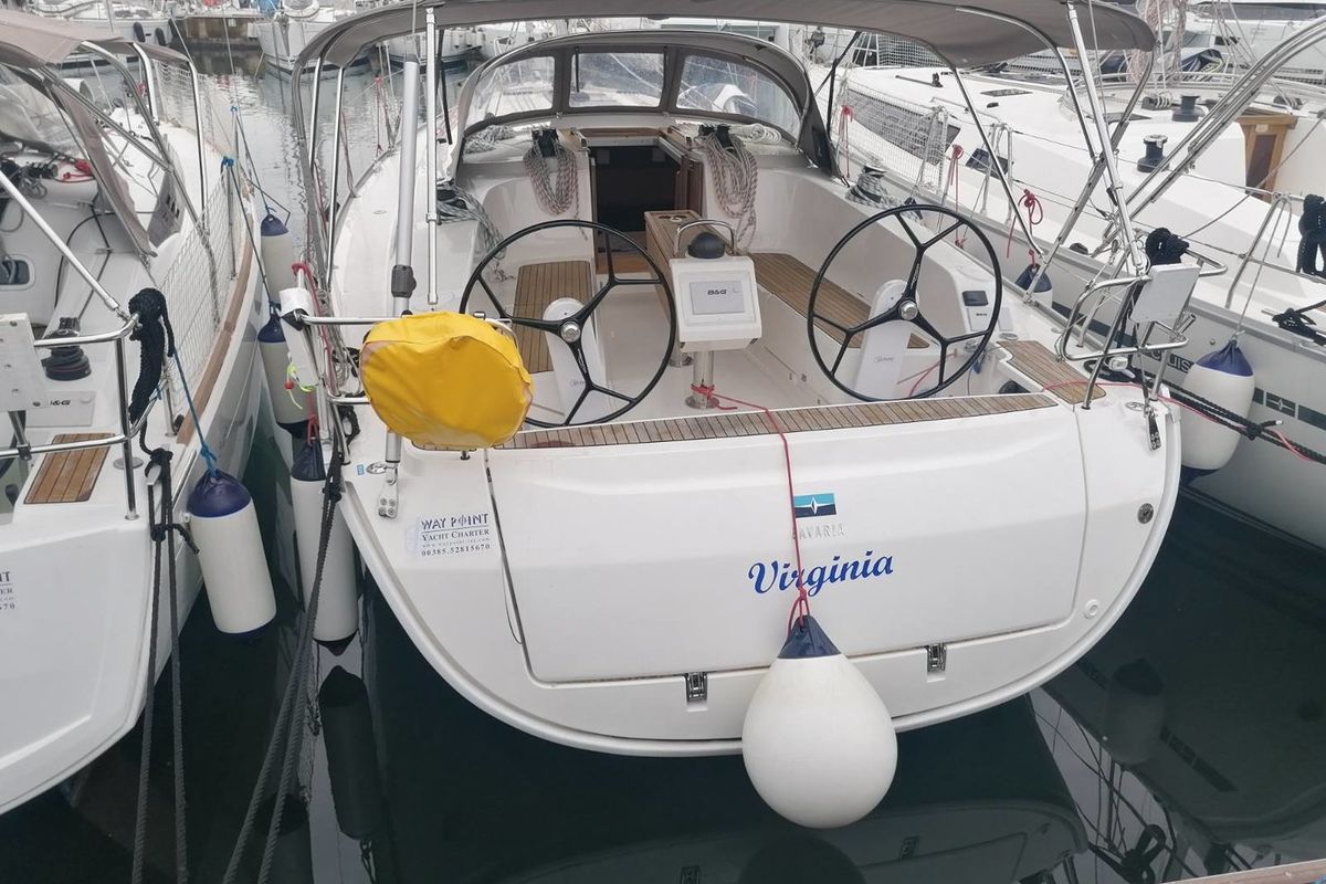 Exterior view of Virginia, a Bavaria Cruiser 41 sailboat at Grad Pula, Croatia
