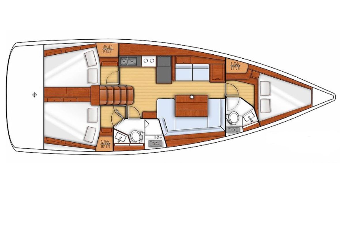Cabin on Sluničko, a Beneteau Oceanis 41 sailboat at Općina Sukošan, Croatia