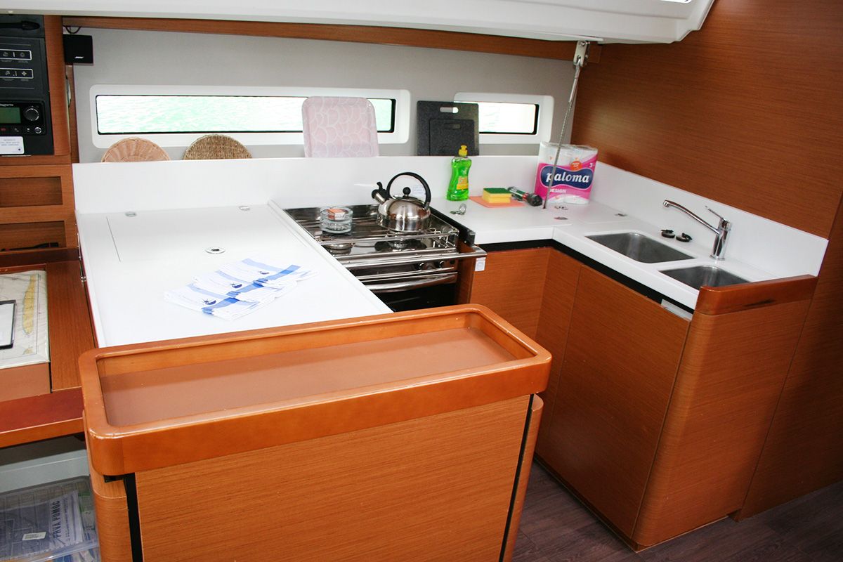 Galley of Modesty, a Jeanneau Sun Odyssey 440 sailboat at Dubrovnik, Croatia