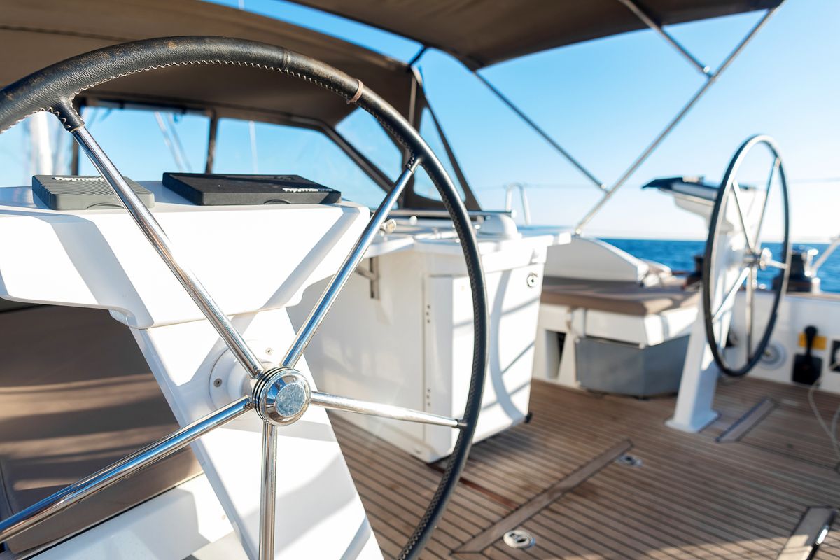 Cockpit of Kos 46.7, a Beneteau Oceanis 46.1 sailboat at Kos, Greece