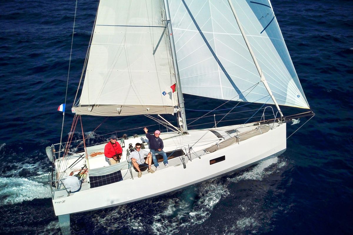 Exterior view of Bagheera, a Pogo Structures Pogo 30 sailboat at Marseille, France