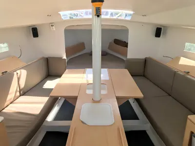 Salon of Bagheera, a Pogo Structures Pogo 30 sailboat at Marseille, France