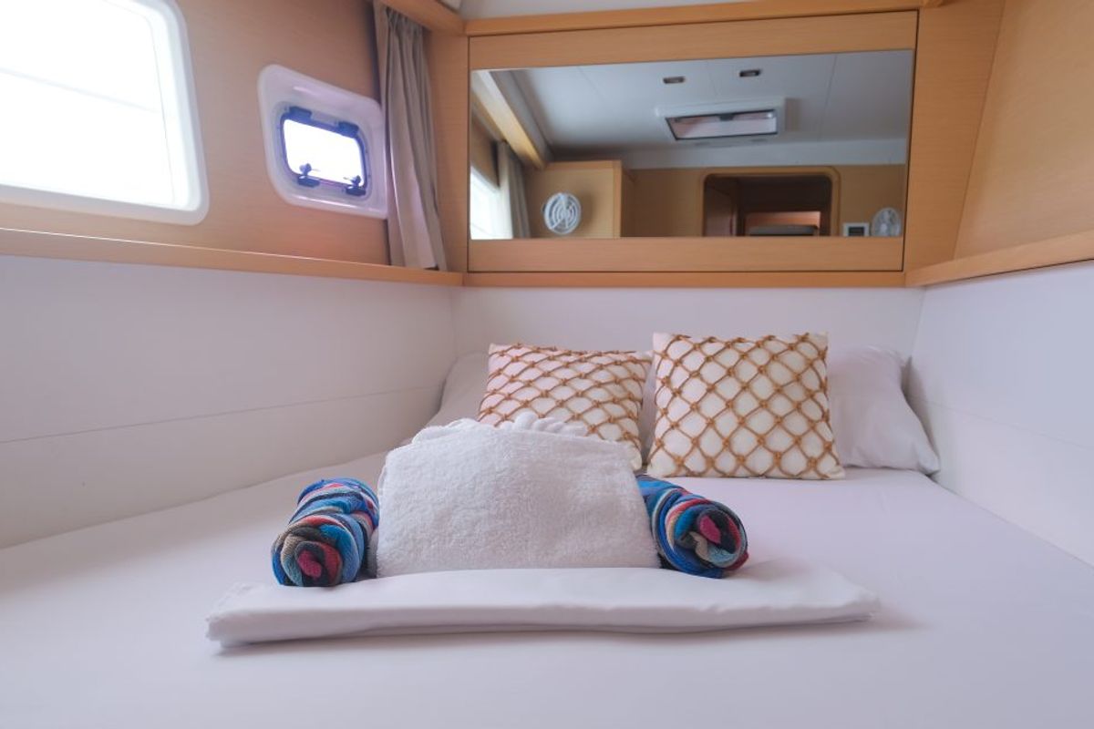 Cabin on Pura Vida, a Lagoon 450 catamaran at Ribishi, Saint Vincent and the Grenadines