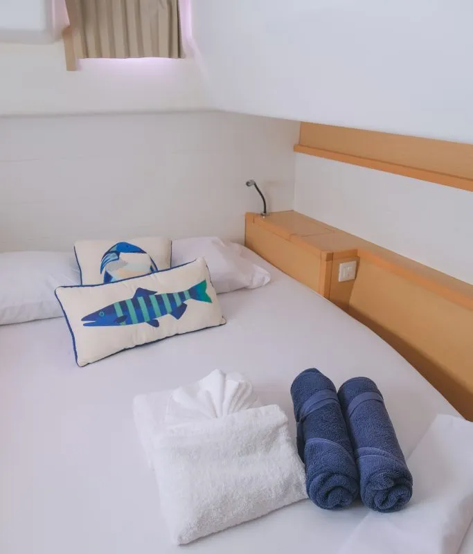 Cabin on Pura Vida, a Lagoon 450 catamaran at Ribishi, Saint Vincent and the Grenadines
