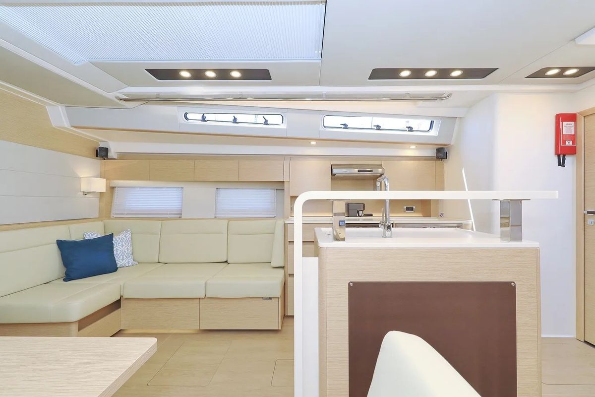 Salon of Nausicaa II, a Hanse Yachts Hanse 588 sailboat at Salerno, Italy
