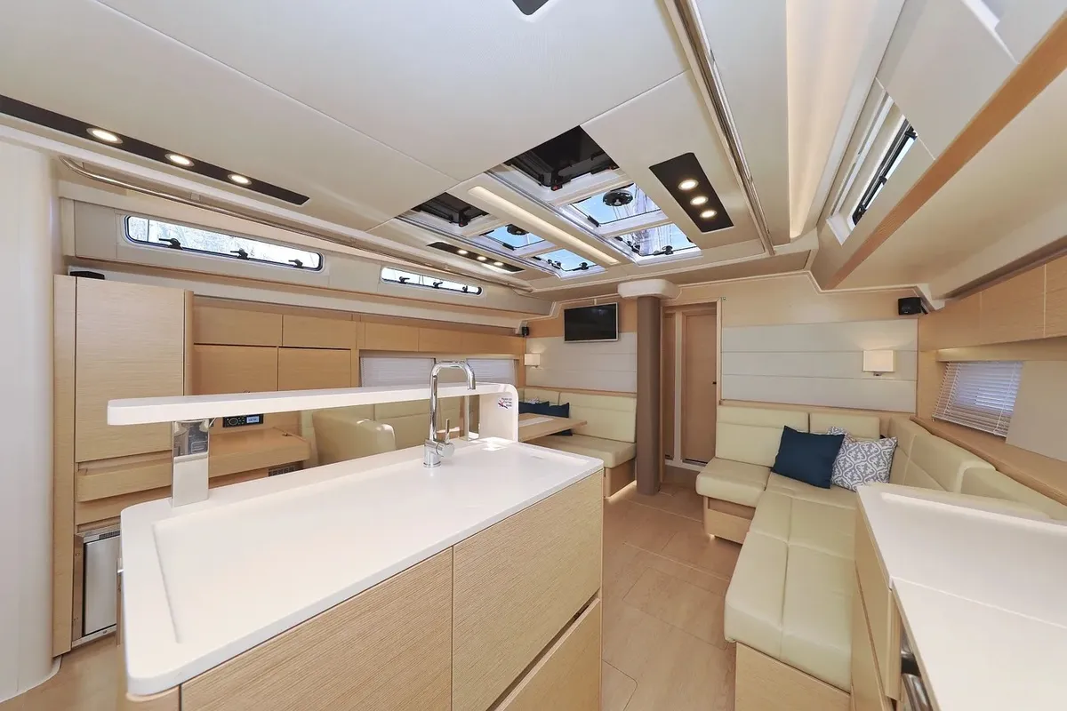 Salon of Nausicaa II, a Hanse Yachts Hanse 588 sailboat at Salerno, Italy