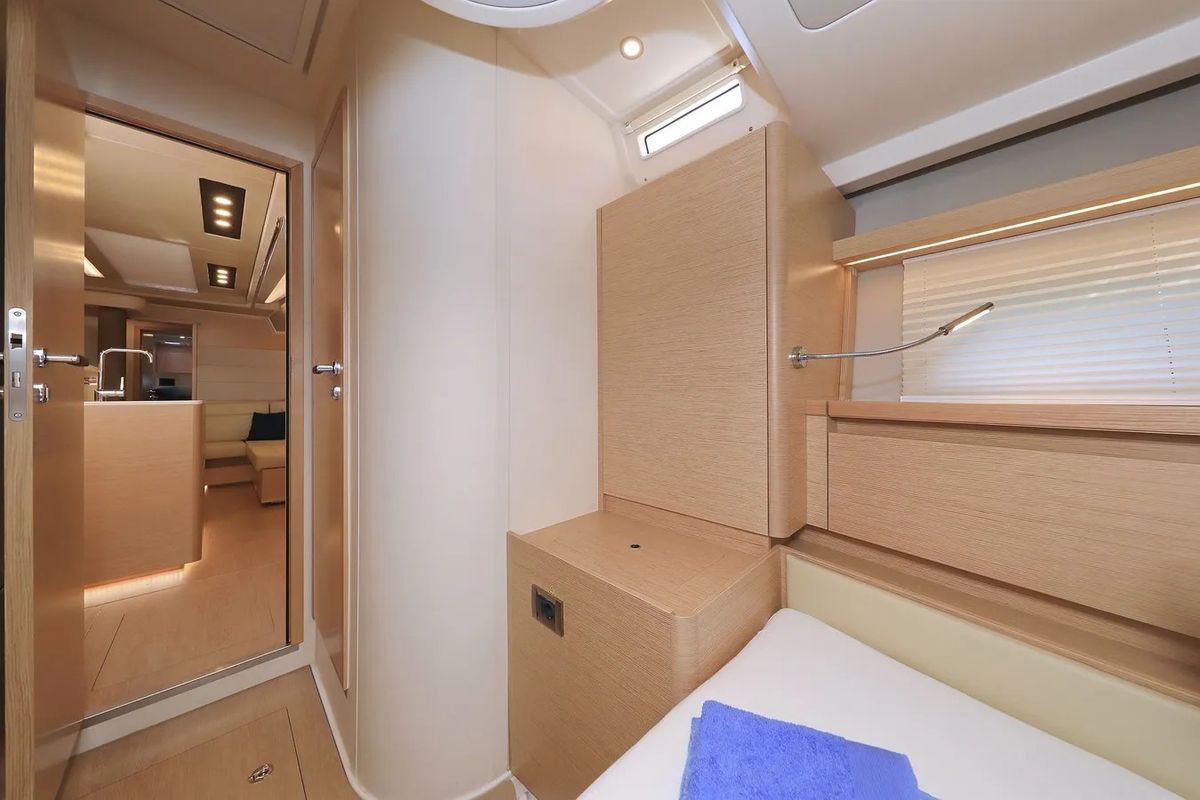 Cabin on Nausicaa II, a Hanse Yachts Hanse 588 sailboat at Salerno, Italy