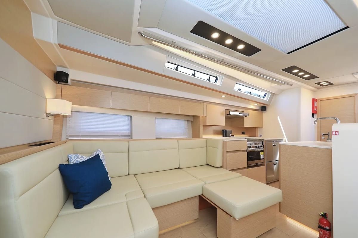 Salon of Nausicaa II, a Hanse Yachts Hanse 588 sailboat at Salerno, Italy