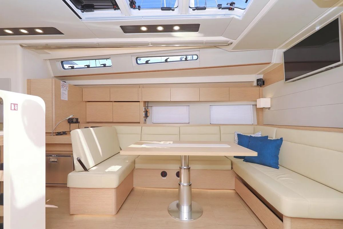 Salon of Nausicaa II, a Hanse Yachts Hanse 588 sailboat at Salerno, Italy